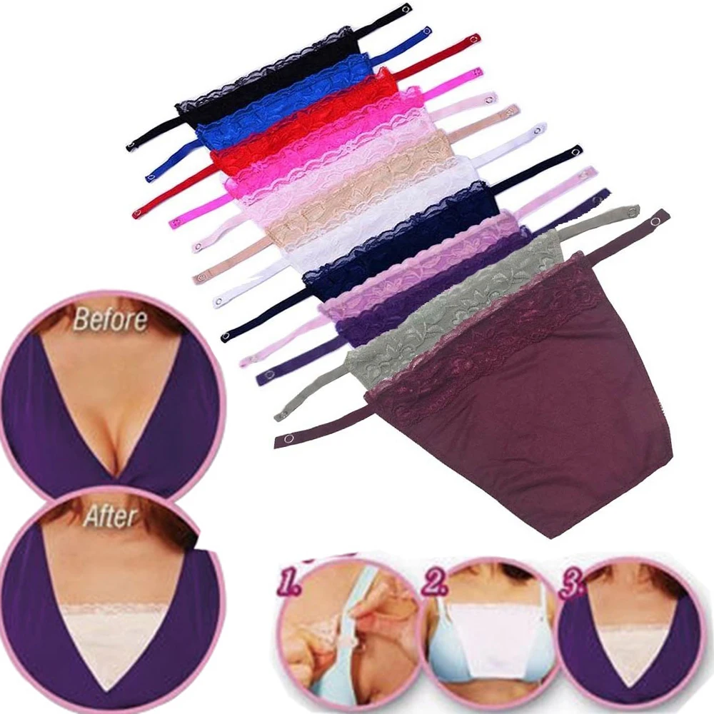 

Lace Clip-on Mock Camisole Bra for Women, Insert Overlay, Modesty Panel, Vest Tanks, 12PCs