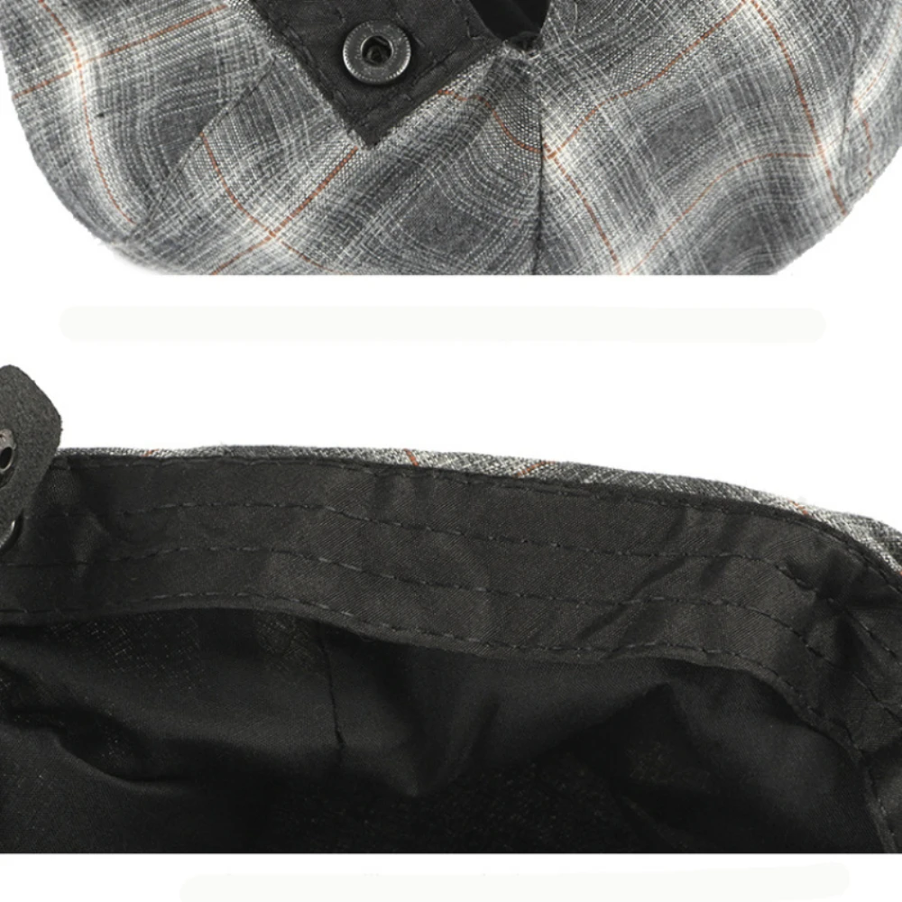 HT4631 Baskenmützen für Herren und Damen, Vintage Künstler-Mütze, Karierte Baskenmütze, Verstellbare Ivy Flat Cap für Frühling und Sommer – Detail 8