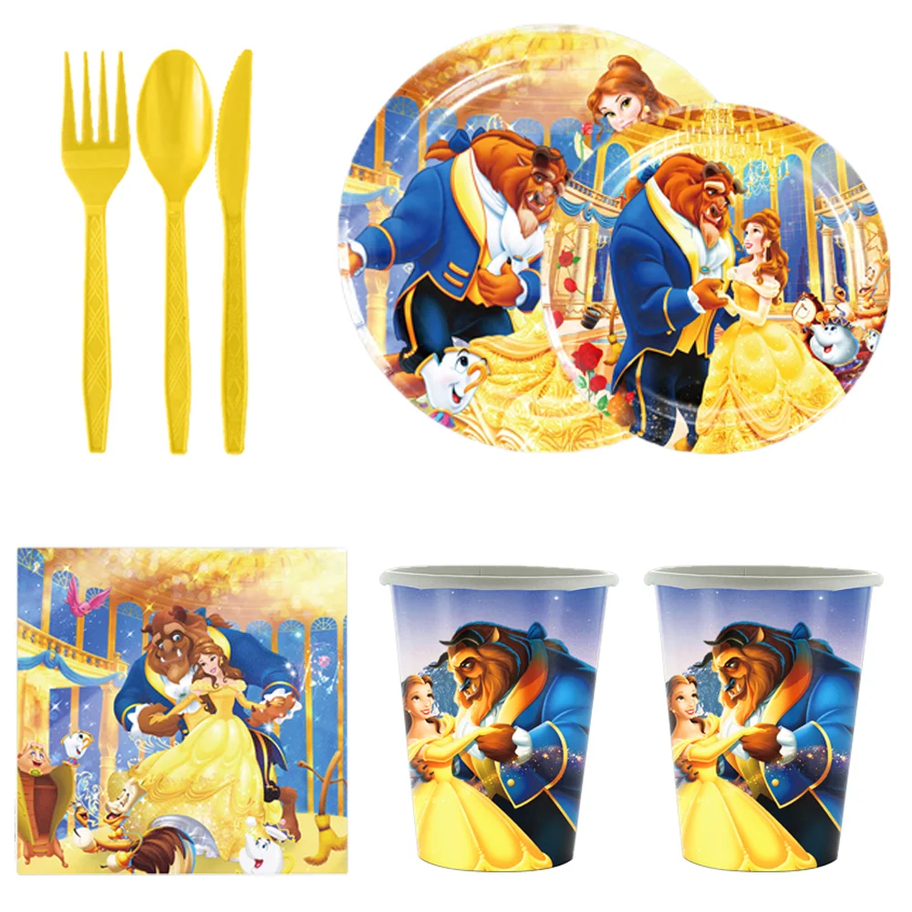 CuteBeautyandtheBeastThemeBirthdayDecorationsPartyDisposable