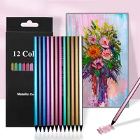 12 Color Metallic Colored Pencils Drawing Sketching Set Coloring Colour Pencils Profession Art Supplies For Artist 1