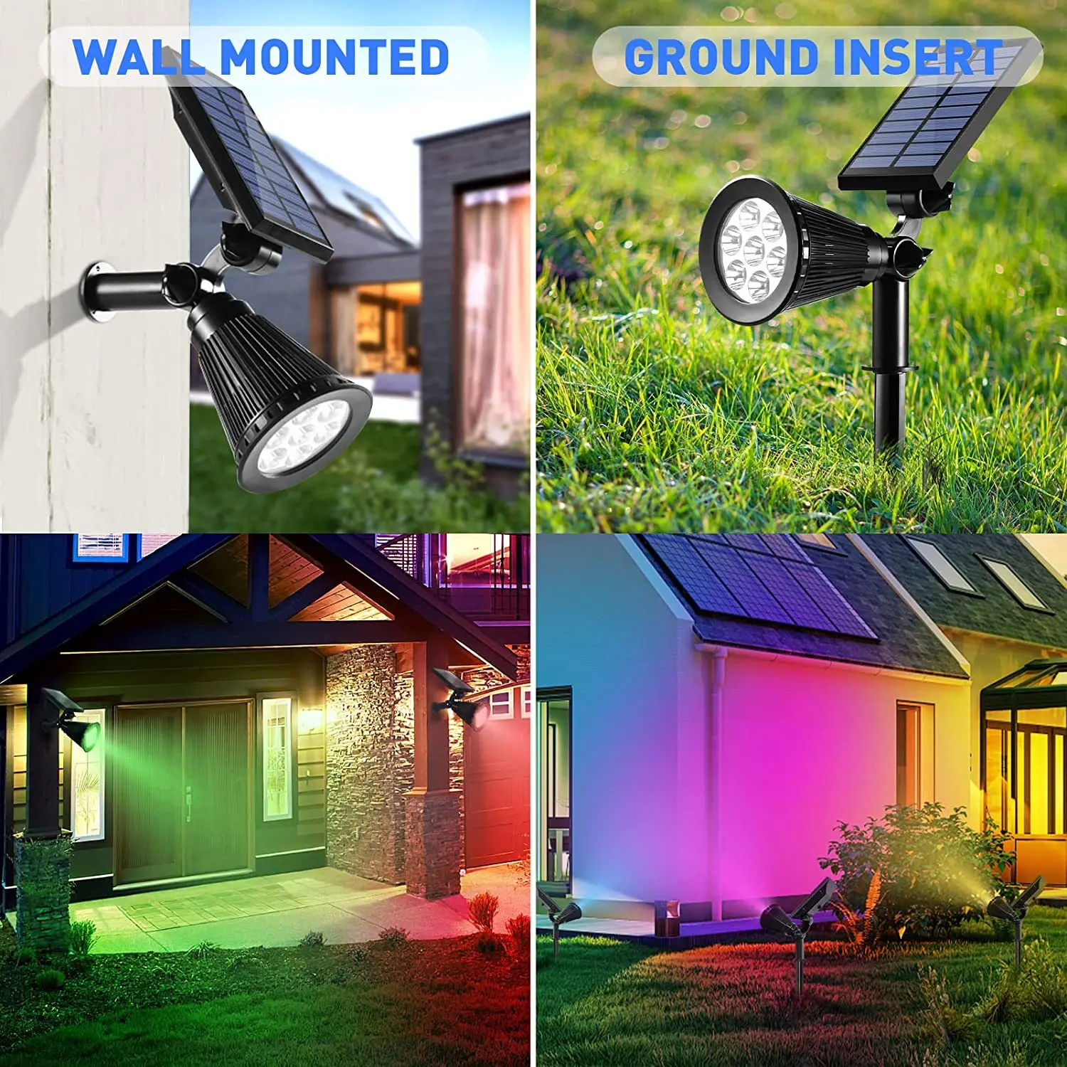 Outdoor Waterproof Solar Spotlights Colorful Tree-shooting Landscape Lights Garden Rain-proof Lawn Led Ground Plug-in Lamps Hot 3