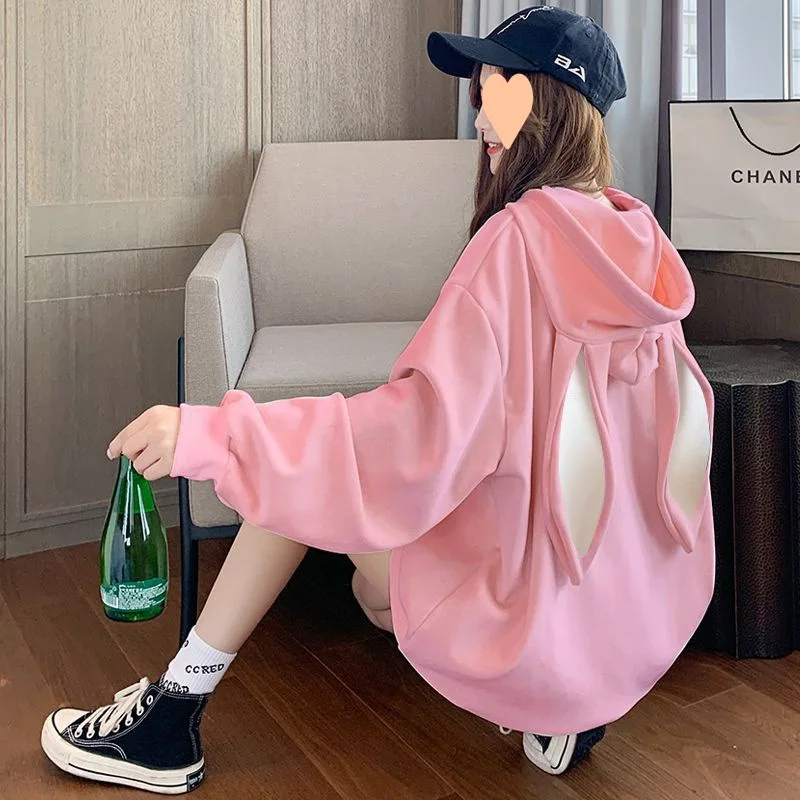 

Кролик толстовка кролик ухо толстовка дама весна осень одежда сетка красный сладкий свитер