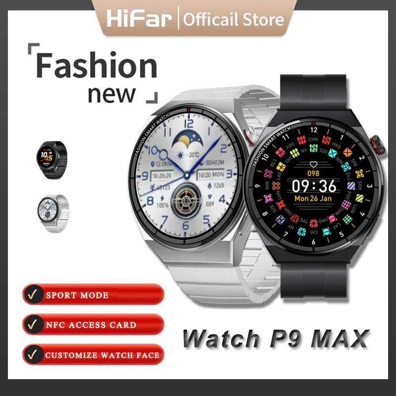 

P9 MAX Smart Watch Bluetooth Call NFC Access Control Mobile Payment AI Voice Assistant Sport Mode Heart Rate Blood Oxygen Health