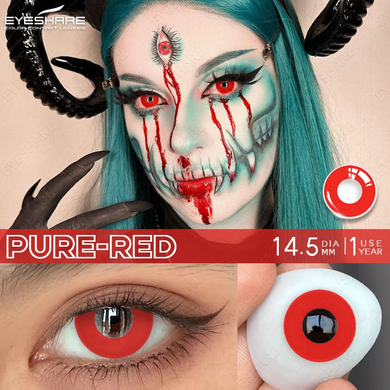 EYESHARE Farbkontaktlinsen für Augen, 1 Paar weiße Cosplay-Linsen, Anime-Zubehör, Linsen, schwarze Kontaktlinsen für Halloween – Detail 10
