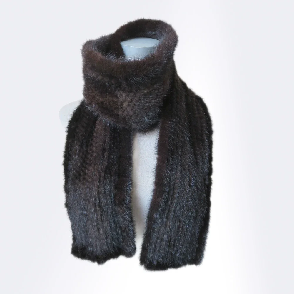 

Мужской длинный шарф из натурального меха норки для женщин и мужчин зимний теплый шейный платок черного и коричневого цвета