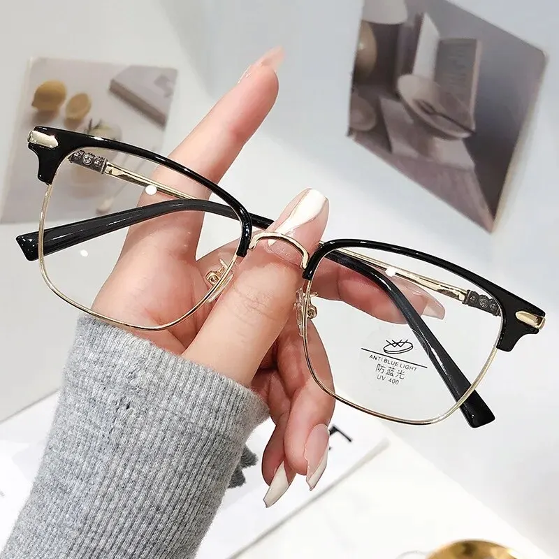 Metal Half Frame Hd Anti blue Reading Glasses for The Elderly Business Men Fashion Reading Glasses