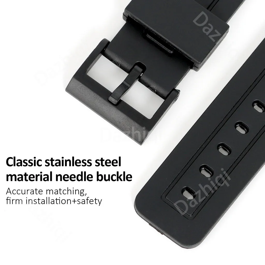 Black Resin Watch Bracelet Strap, Multi-Size Adjustable Watchband