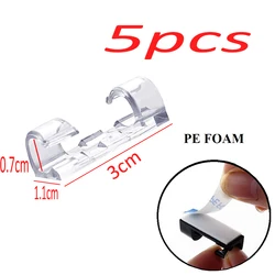 Self - Adhesive Cable Organizer Clips for Wire Management - Versatile Cord Holders for Desk, Car, Office, and Home (Small Clear 5Pcs)