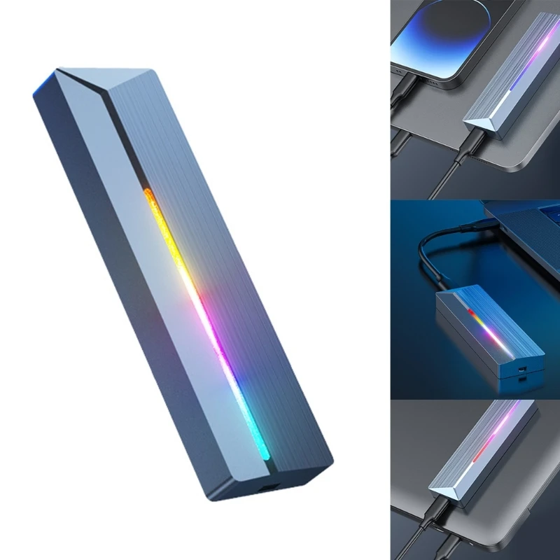 

New RGB Sync M.2 Mobile Hard Disk Case Aluminum Alloy Nvme Computer Phone SSD BOX Drop Shipping