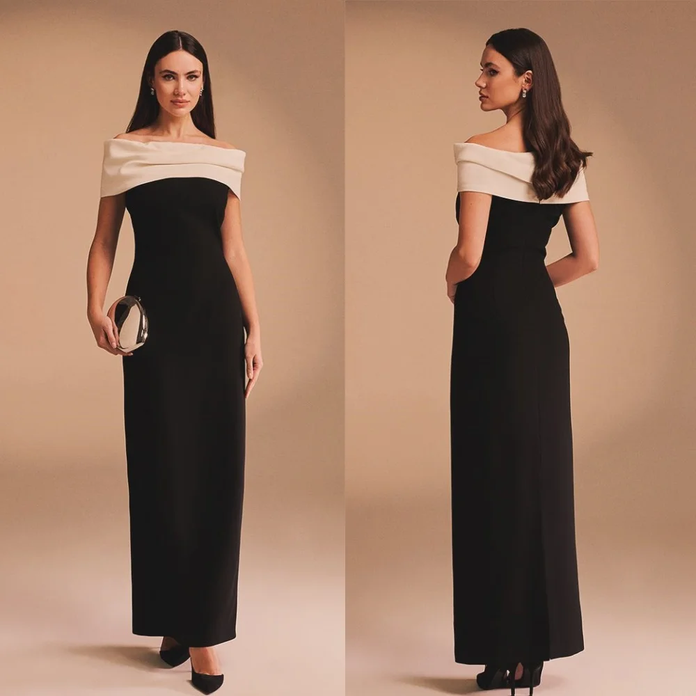 

Prom Dress Jersey Draped Pleat Homecoming Sheath Off-the-shoulder Bespoke Occasion Gown Midi Dresses Evening Saudi Arabia