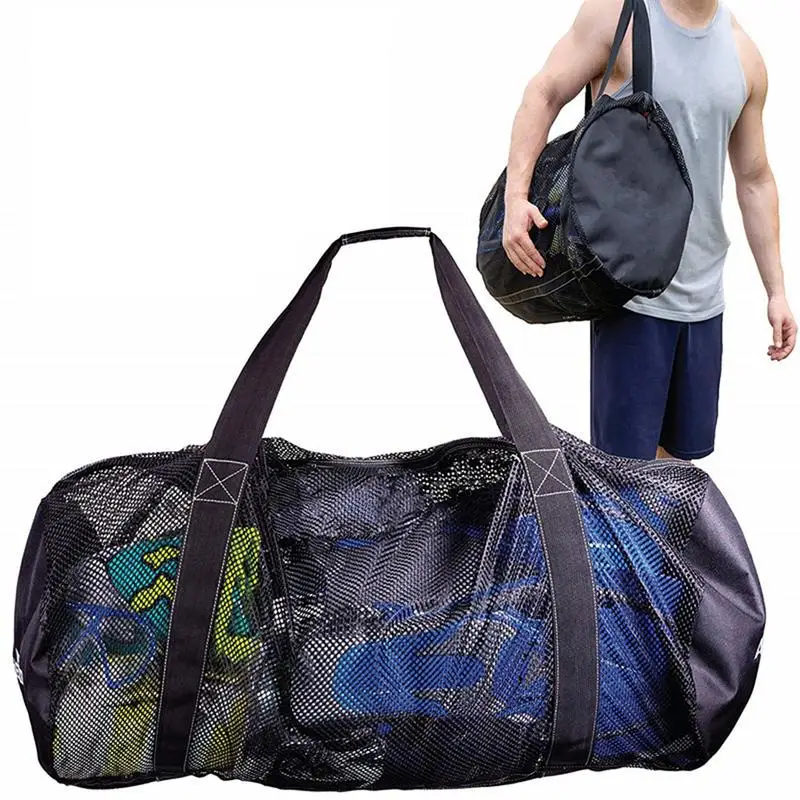 Portable Beach Bag Foldable Mesh Swimming Bag For Children Beach Toys Basket Storage Kids Outdoor Children Swimming Dry Sack dry bag swimming bag mesh beach bag mesh bag