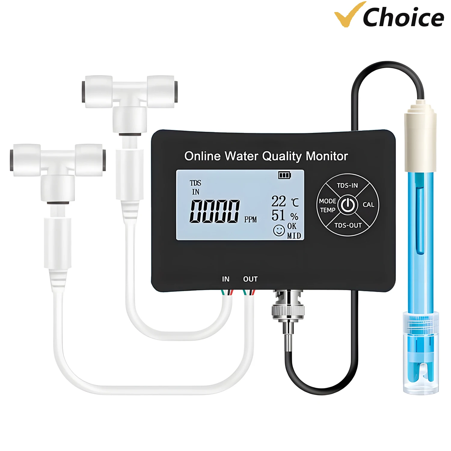 5 in1 PH Meter Water One Click Calibration Digital Water Quality Tester EC/TDS/PH/Temperature/Humidity Meter Drinking