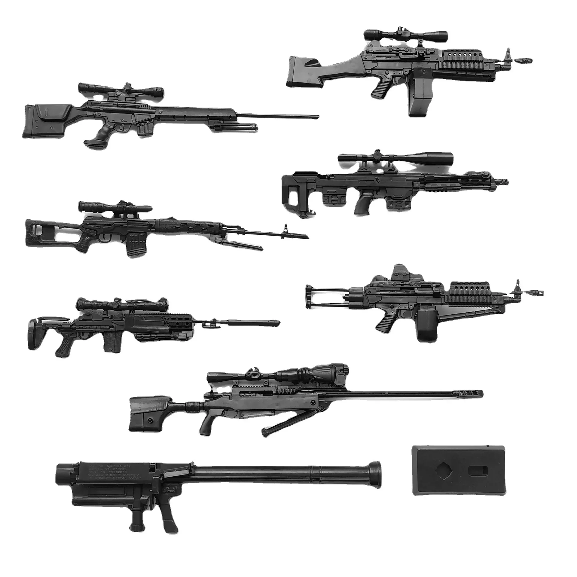 

1/6 Scale Plastic Weapons Military Model MK14 SVD DSR-1 Sniper Rifle TAC-50 M46 4D Gun Model Toy for 12 inch Action Figure