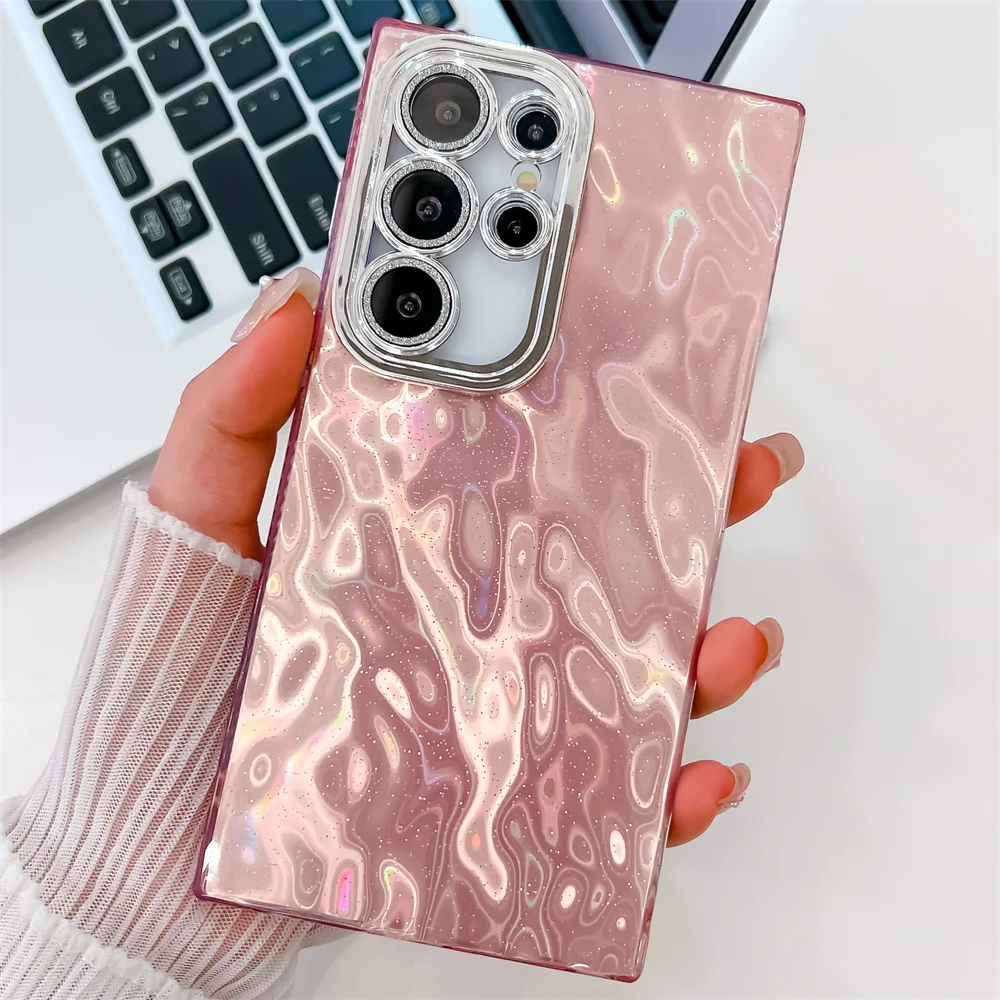 Laser Glitter Water Ripple Colour Aurora Phone Case for Samsung S24 Plus FE S23 Ultra A55 A54 A35 A25 A15 Lens Protective Cover_voghion.com