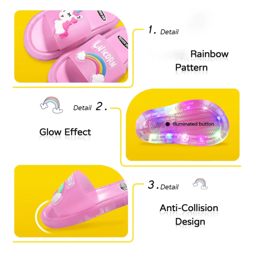 2022 Kids Slippers Cartoon Children Unicorn LED Slippers Baby Bathroom Sandals Kids Shoes for Girl Boys Light Up Shoes Toddler bata children's sandals