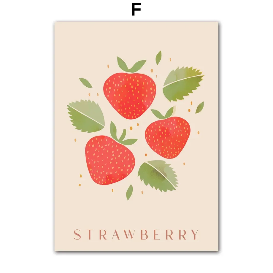 thumbnail image 1 of Grapefruit Raspberry Cherry Banana Lemon Wall Art Canvas Painting Nordic Posters And Prints Wall Pictures For Kitchen Home Decor, 1 of 5