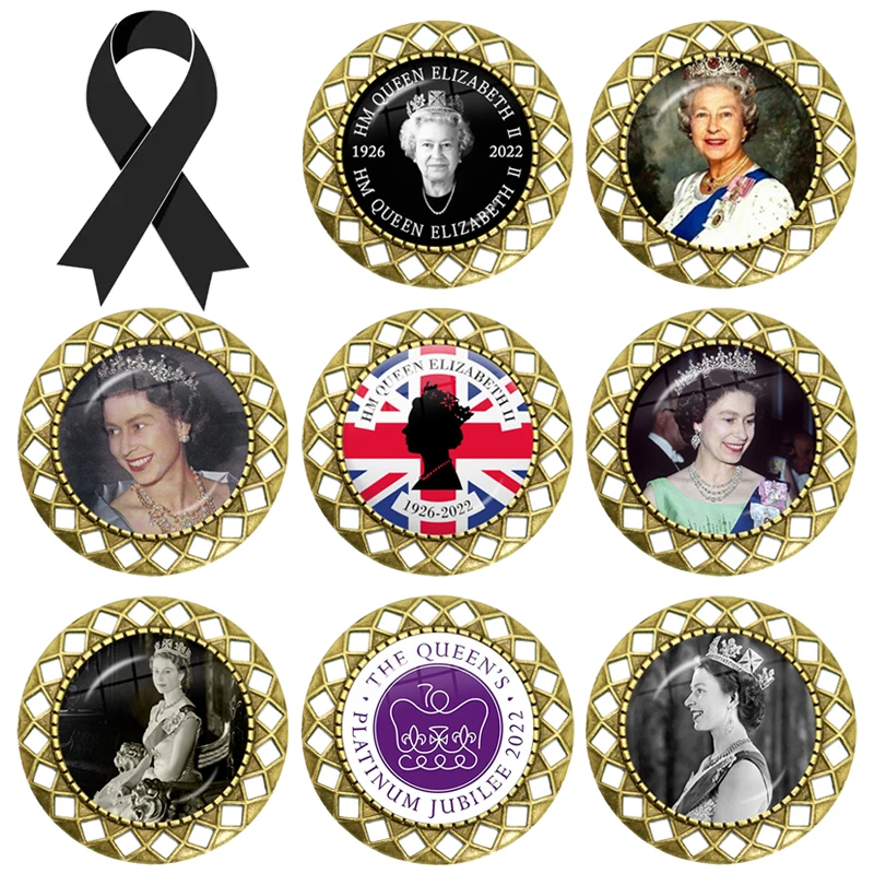 

Queen Elizabeth Ii Metal Gem Badge Medals Memorial Brooch UK Elizabeth Her Majesty Figures Costume Accessories Collection Gifts