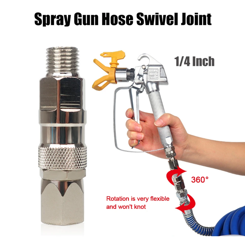 Stainless Steel Airless Spray Gun Swivel Joint Connector – High Pressure Paint Spray Hose Accessory With Filter - View #6