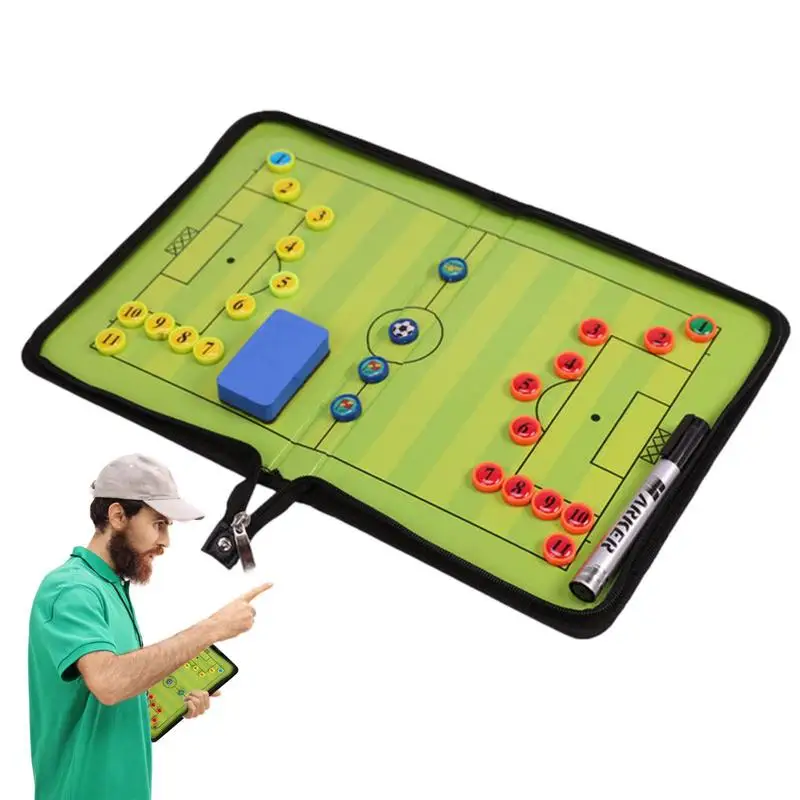 

Soccer Coaching Board Magnetic Strategy Football Tactics Board Erasable Waterproof Foldable Magnetic Soccer Clipboard Sports