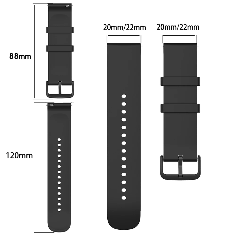 Breathable Soft Silicone Sport Strap - Premium Replacement Band, 20mm/22mm