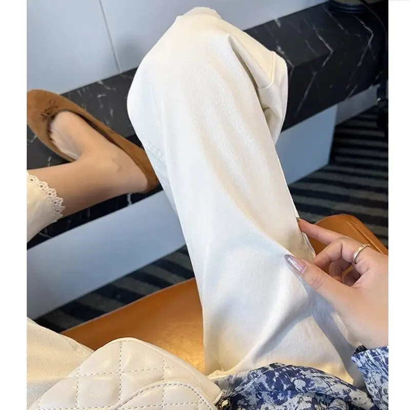 여름 신상 루즈핏 임산부 청바지 레이스 스트레이트 데님 팬츠 할머니 스타일 와이드 레그 팬츠 편안한 핏 9부 팬츠