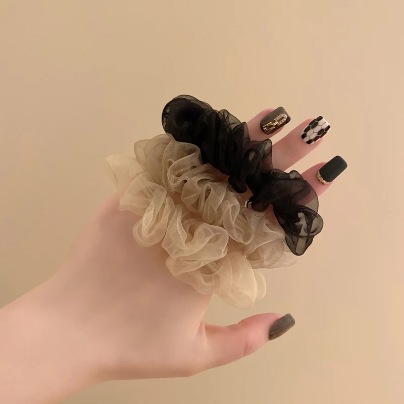 South Korea simple ins temperament streamer mesh hair band senior sense tied ponytail head rope female summer 2024 new
