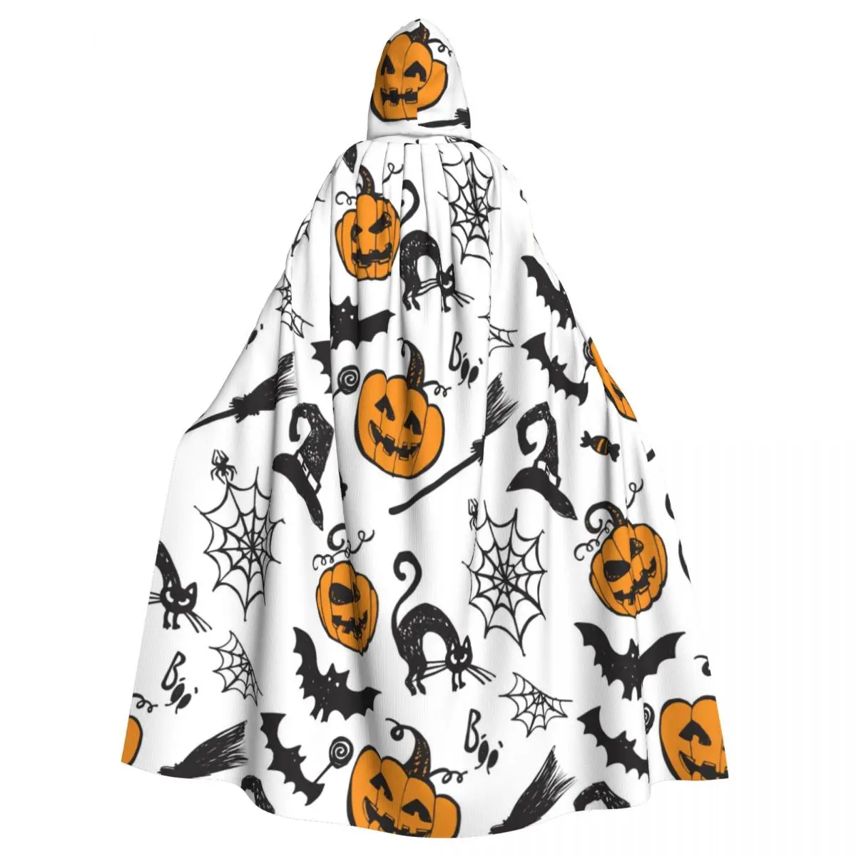 

Helloween Pattern Hooded Cloak Polyester Unisex Witch Cape Costume Accessory