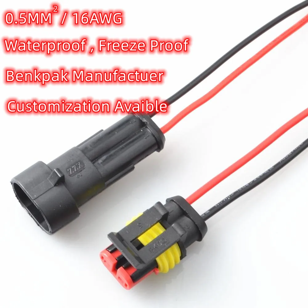 10 Kits 2 Pin Way Sealed Waterproof Electrical Wire Connector Plug Car