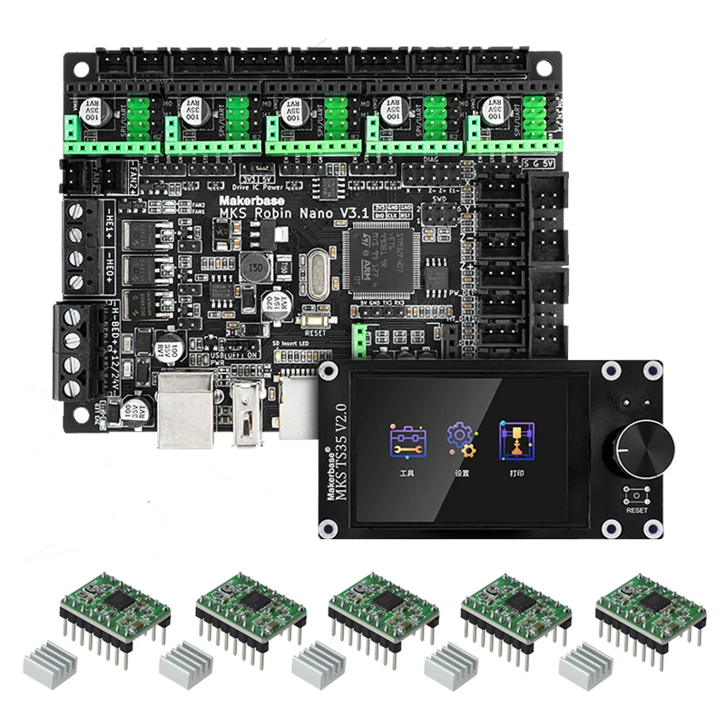 Makerbase Mks Robin Nano V3.1 Placa de Controle da Impressora 3d Placa-mãe Ts35 Tft Tela Toque Compatível com A4988 Tmc2209 - Imagem 3