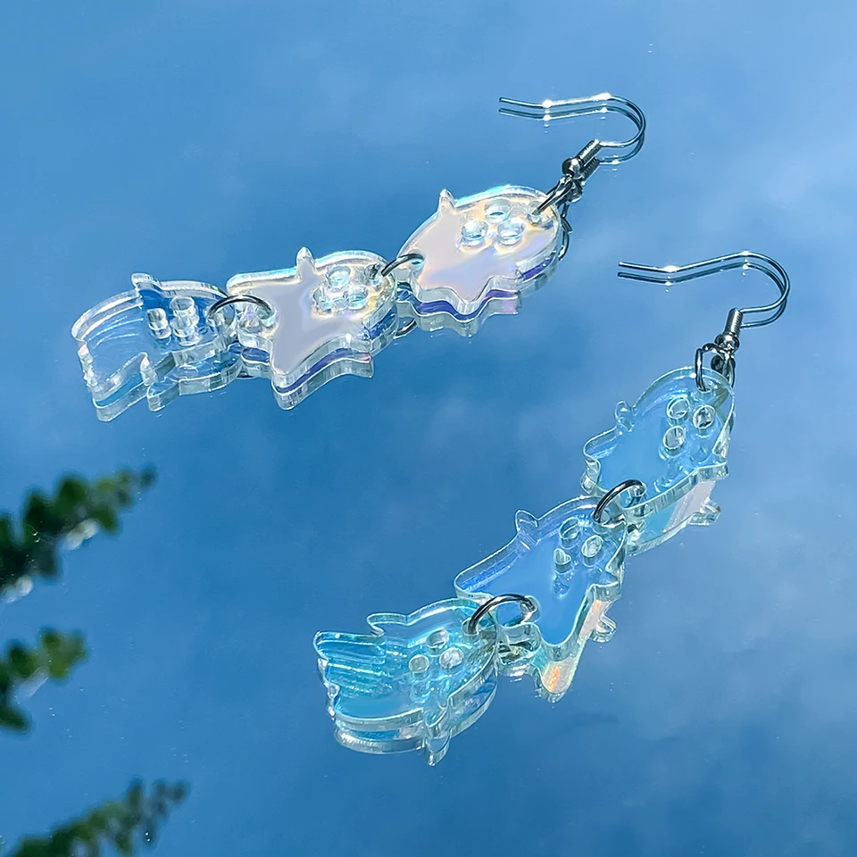 Orecchini Pendenti Fantasma Acrilico Iridescente – Stravaganti Gioielli Halloween Per Donne, Leggeri E Colorati - 5