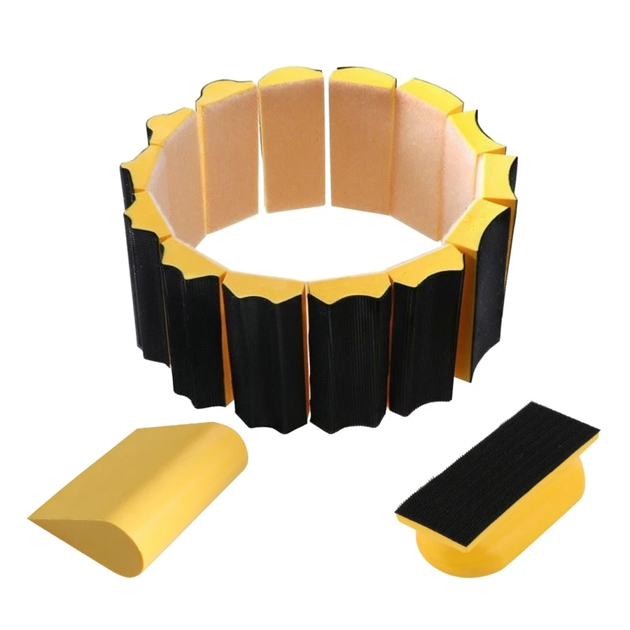16PCS/Set Hand Sanding Block Set 40X100MM Hook And Loop Assorted Shaped Sanding Disc Holder Grinding Sponge Abrasive Tool