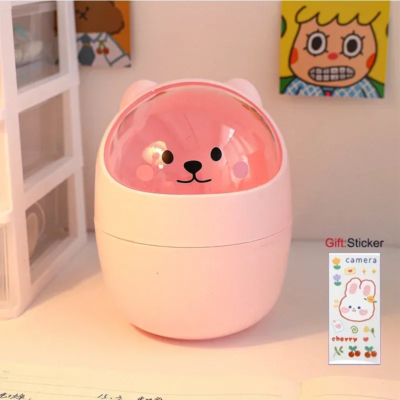 Ins Style Cute Creative Home Desktop with Lid Trash Can thumbnail 3