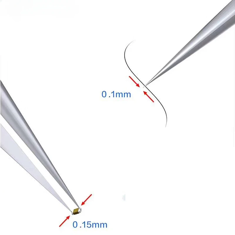JC AIXUN 합금강 핸드 정밀 트위저, 메인보드 칩 IC bga 심기 주석 플라잉 와이어 클램프 수리 핀치, 0.1mm, 0.15mm