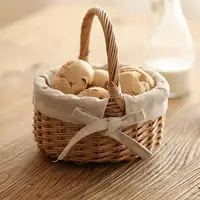 Handmade Flower Basket Wear-resistant Fruit Storage Basket Wedding Bow-knot Bridal Girl Flower Basket for Picnic Wicker Basket 1