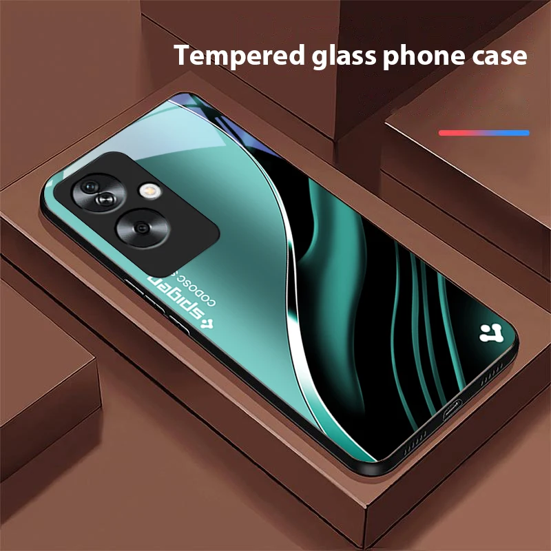 Deep Blue Fashion Tempered Glass Black Phone Case