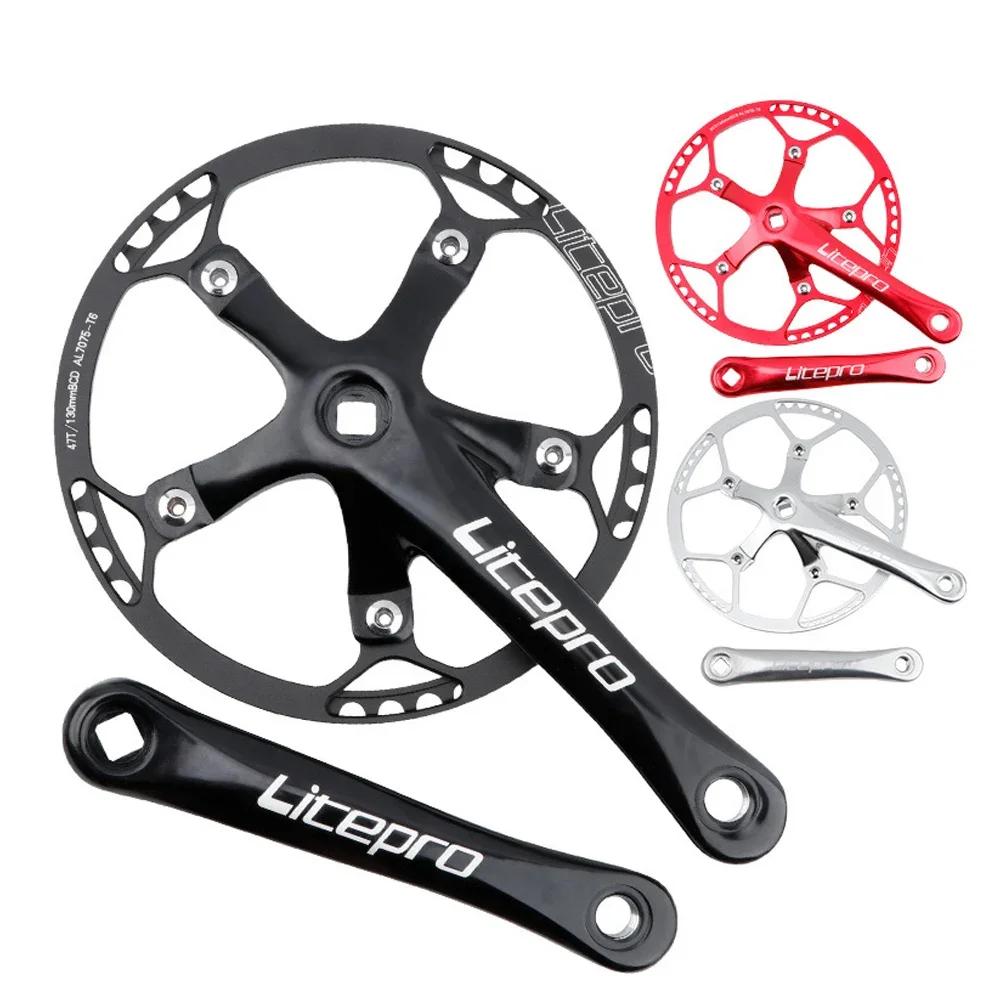 Description Picture 2 of itemLitepro Folding Bicycle Crankset Wide and Narrow Teeth 130BCD Chainring 45/47/53/56/58T Square Hole 170mm 130BCD 5claw Crank