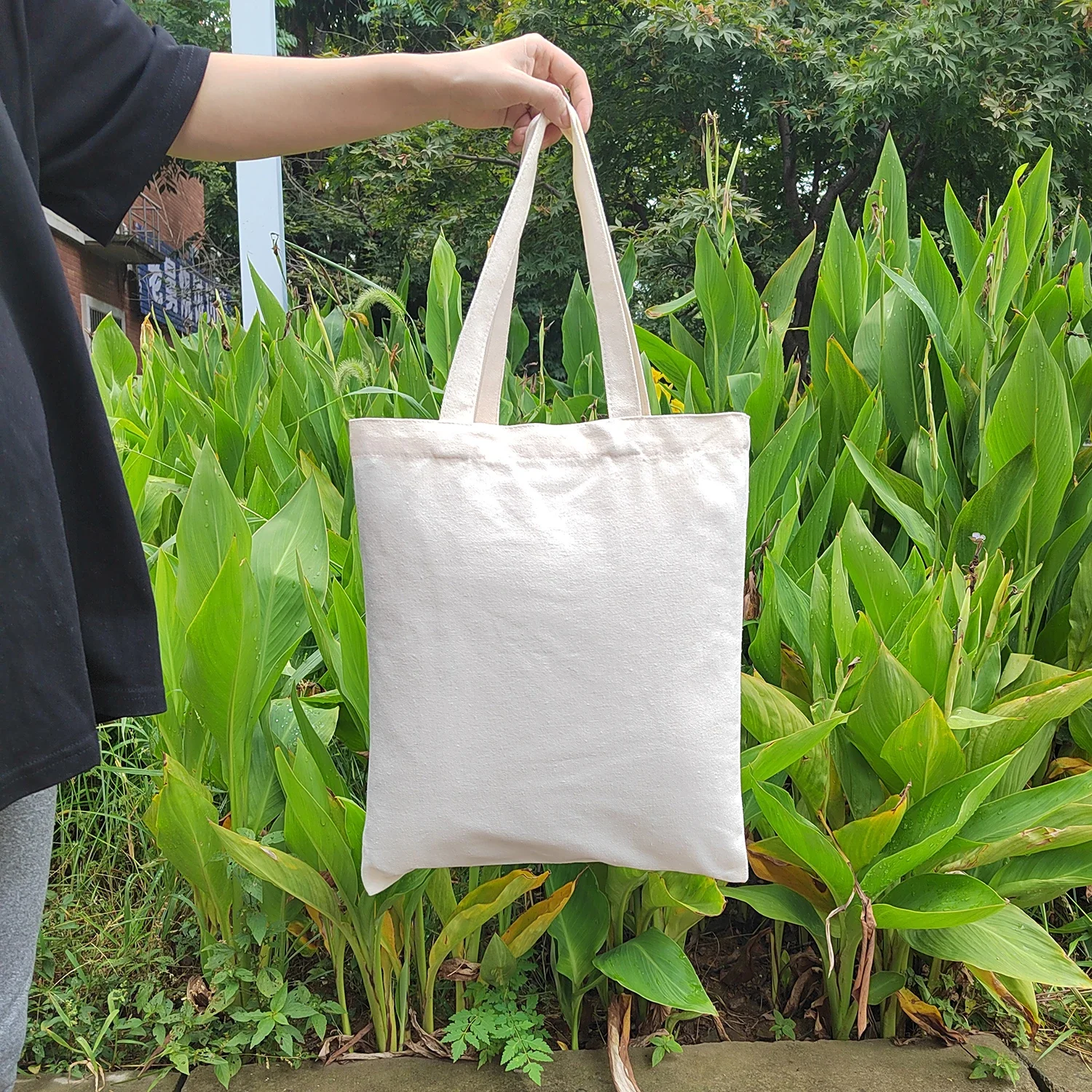 2/5/10pcs DIY Craft Sublimation Tote Bags Blank Canvas Travel Handbag Reusable Bag Shopping Shoulder Bags Washable Heat Transfer 4