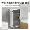 Wall Mounted Makeup Storage Box Hanging Drawer-type Cosmetics Organizer Punch Free Dust-proof Storage Rack with Lid Tissue Box 6
