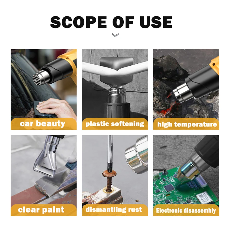 Hot Air Gun LCD Temperatures Adjustable Mini Heat Gun Thermal Blower Shrink Wrapping With Four Nozzles Construction Dryers 110V 4