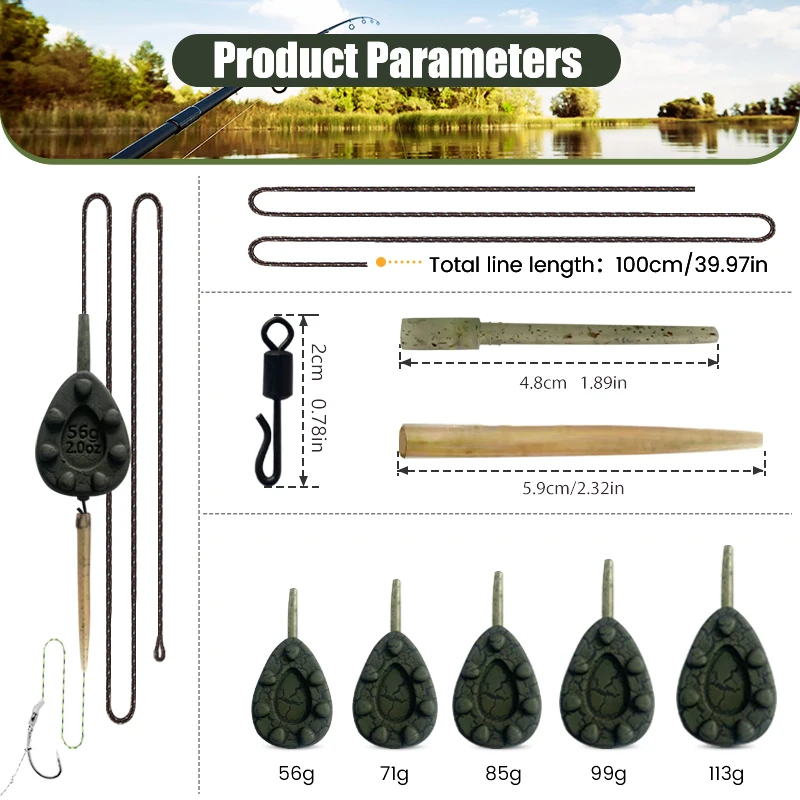 Ledger Fishing Fixed Leads Fishing YOTO Set Carp Fishing Inline