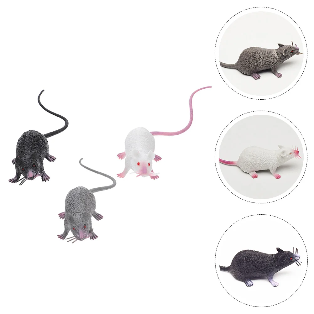시뮬레이션 소프트 고무 마우스 생생한 장식품, 마우스 소품, 인공 장식품, 고양이 장난감 모델, 할로윈 인형, 3 개