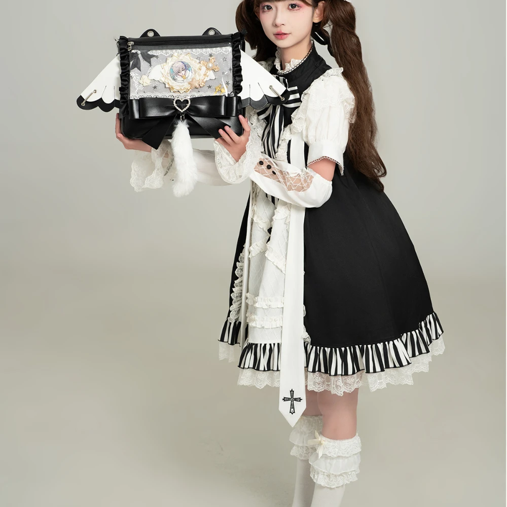 Fashionable DIY Tote Handbag Transparent Itabag Sweet Cute Lolita Shoulder Crossbody Bag Detachable Black Backpack 5