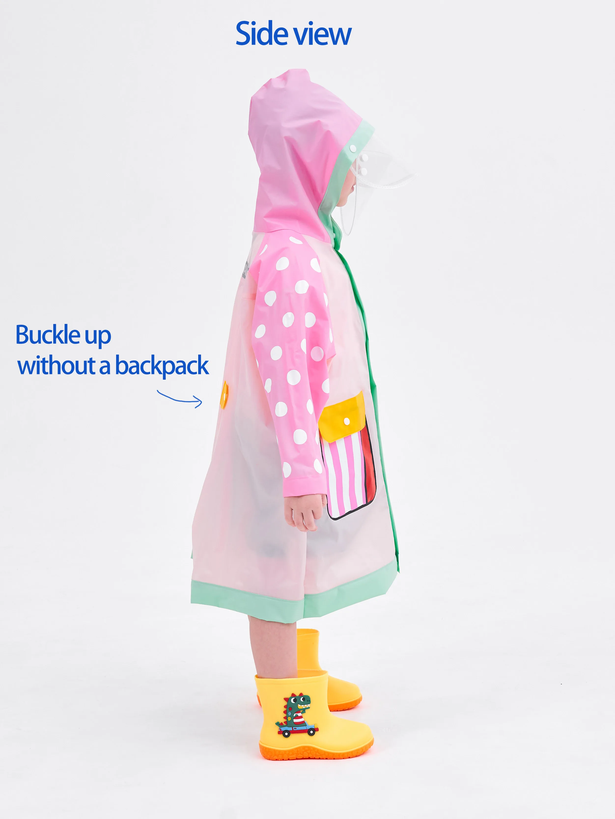 Kids Rain Coat Children Raincoat Non-Disposable Rainwear Full Body Waterproof with Schoolbag Space Primary School Raincoat
