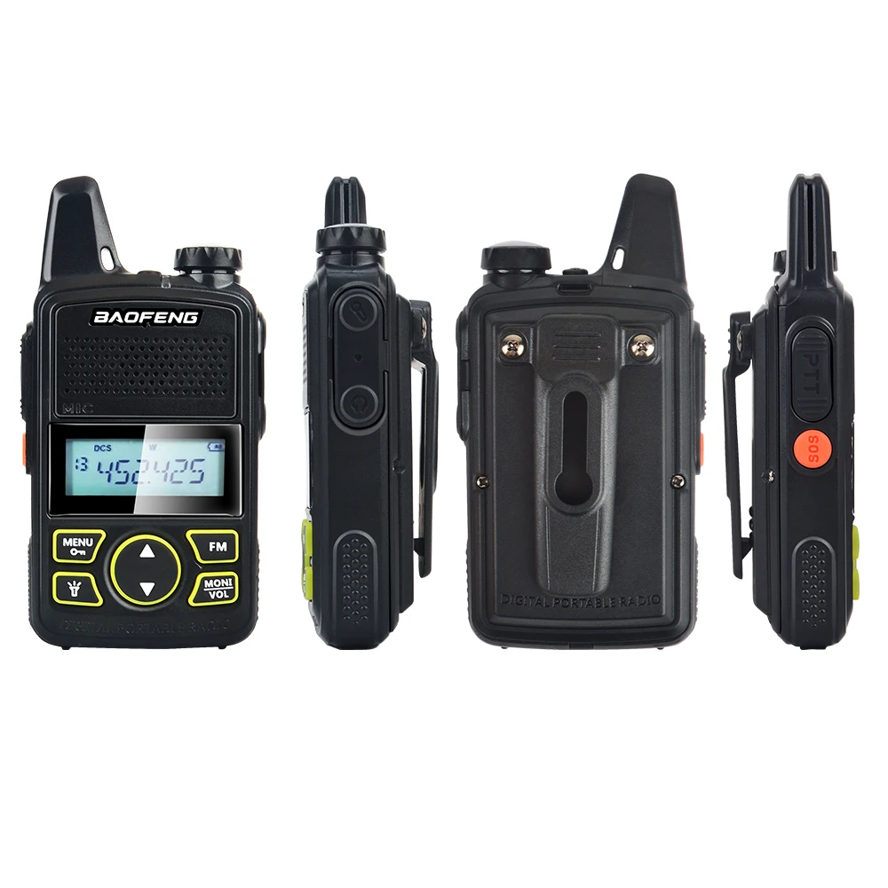 2pcs/Paired Baofeng BF-T1 Mini Pocket FM Ham Walkie Talkie UHF 400-470MHz 2W 20Ch with Earphone and 1pcs USB Programming Cable 5