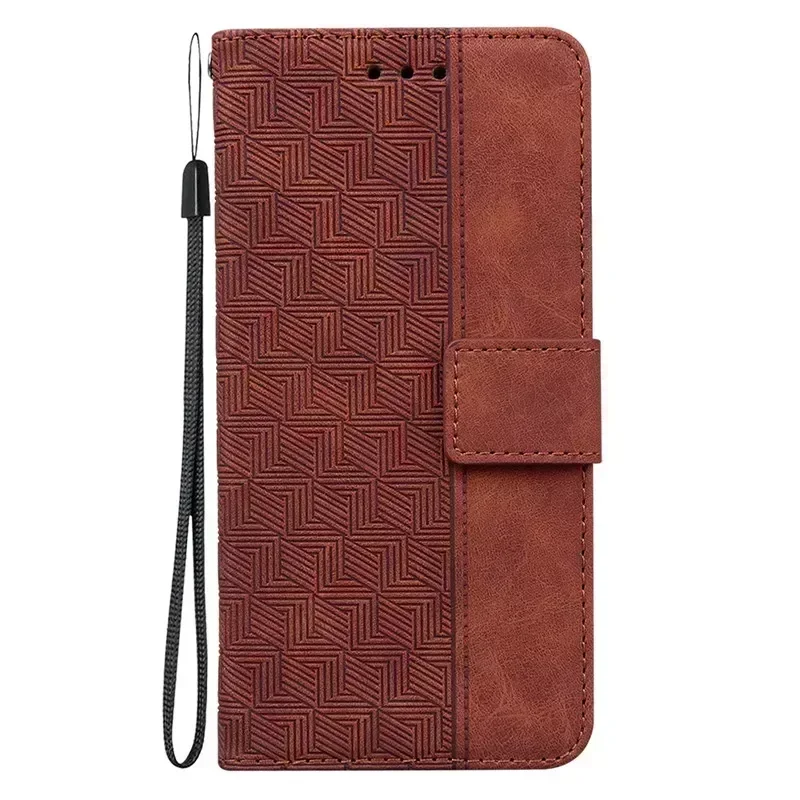 Magnetic Geometric Textile Wallet Book Cover Phone Case
