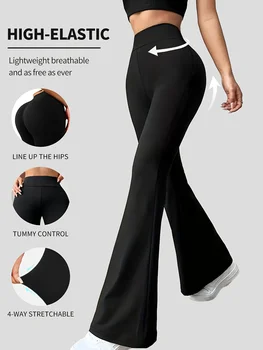 Versatile Commute Casual Stretchy Flare Pants, High-Waisted Tummy Control Butt Lifting Leggings 1