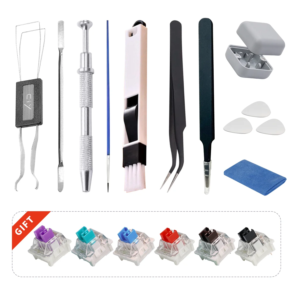 Pinças Teclado Mecânico Ferramenta Lube Escova Interruptor Extrator Abridor Tester Stem Titular Picker Desmontar Ferramentas