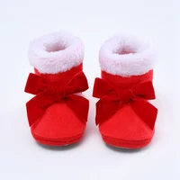 Newborn Baby Boots Shoes baby Girl Shoes Bow Plus Velvet Cotton Toddler First Walkers Booties Cotton Warm Infant Crib Boots 5