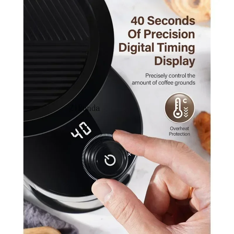 Coffee grinder electric adjustable electronic timer, household coffee grinder with chamber cleaning button 5