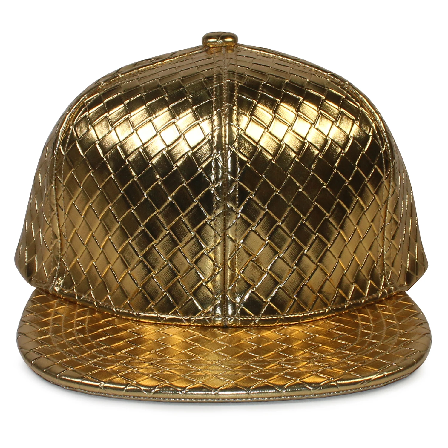 Hip Hop Hat Flat Bill Visor Classic Adjustable Strapback Hat Unisex Gold Color Rock Cap Baseball Cap